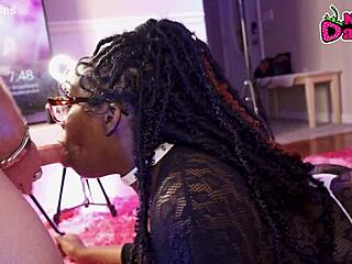 Watch this 20-year-old ebony whore deepthroat white daddy's cock! She's gagging and screaming in ecstasy.