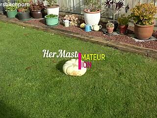 Kiwi Trashy Milf Sits On Massive Pumpkin As Toilet Seat In Back Yard