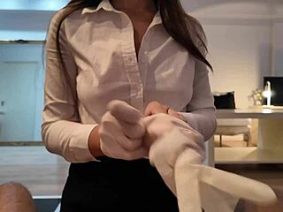 punished with gloves by teacher for bad grades in garage roleplay