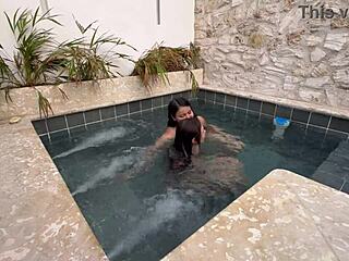 i watch two lesbians masturbatin in pool