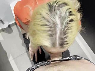 Risky rough doggystyle sex with cute girl in public toilet for money - squirting and ejaculation included 😏