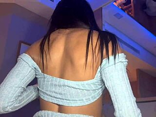 pretty brunette gags on blowjob in miniskirt sex