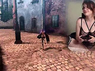 Sexy Bimbo Plays Bayonetta Episode 4 with Lovense Vibrator Connected