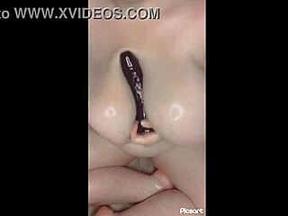 Homemade BBW Amateurs Give Dildo Titjobs with Spitting