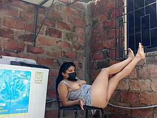 look at my slutty neighbor shaking ass and showing pussy under dress!