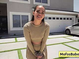 Sexy brunette sucks huge dick deep!