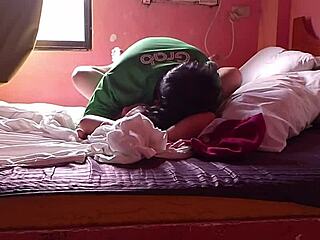 Asian bent over in hotel creampie