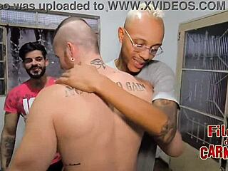 Boyfriend surprised girlfriend with two more cocks leading to triple penetration bareback