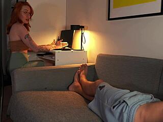 Nerdy Redhead Reveals Tits in Cowgirl Fun