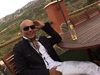 Is the bitch whore ready to suck her master's big cock outdoors?