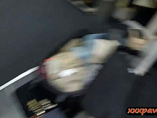 Latina stewardess caught sucking big cock