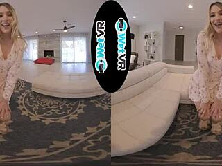 This blonde's tight wet pussy is getting pounded so hard in VR