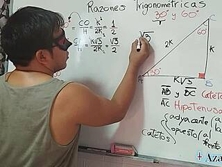 asian student learns trigonometry at 30 degrees in bedroom