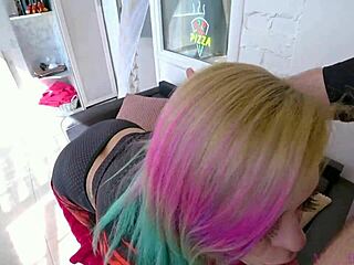 horny goth stepsister with sexy makeup does deep throat and titjob homemade