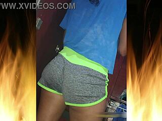 This skinny brunette was flaunting her hot ass at home.