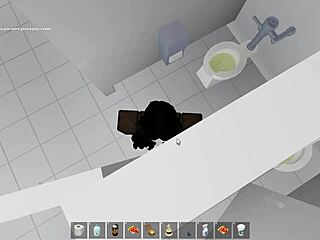 roblox girl takes risks in public bathroom fuck