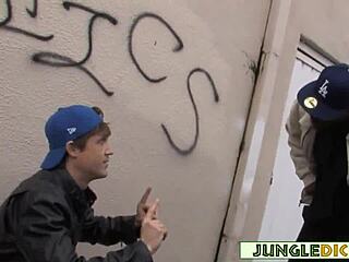 Carrie Ann dominates wimpy white boy with big black cock and ass!