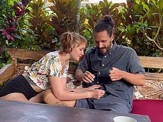 The girl at the park sucks him off