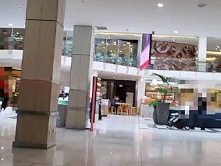 trashy kiwi slut showing off at the mall and on a busy public street 😈