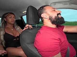 in the car, lukas zaad enjoys anne cristall's tight ass and lactating tits