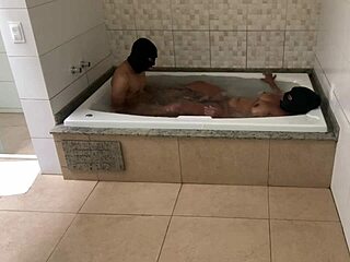 We Were Relaxing In The Bathtub And I Couldn't Resist Giving My Ass To The Newbie!