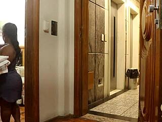 Short stuff acts up until big cock comes out in homemade trailer