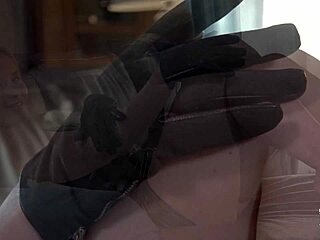 Indian milf climaxes with gloves fetish!