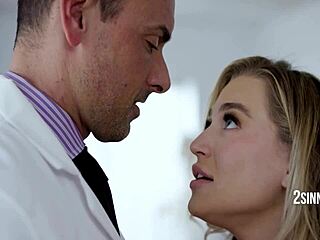 Nurse performs oral on doctor in hospital.