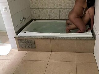 We Were Relaxing In The Bathtub And I Couldn't Resist Giving My Ass To The Newbie!