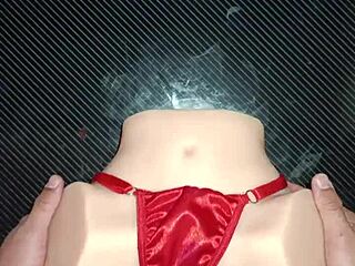 anal sex with candy in red thong with pom-pom