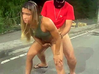 brunette wife followed and subtly engages admirer