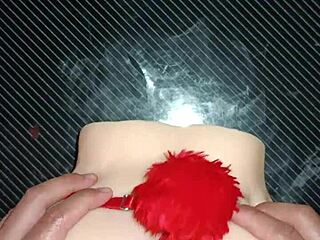 anal sex with candy in red thong with pom-pom