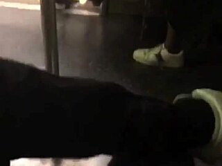 big ass girl on train getting groped