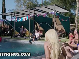 Reality kings - jojo kiss & cali carter enjoy a 3some while their friend ember snow gets banged by the pool - reality kings