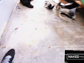 unbelievable latina sucking dick on public south beach alley during parade