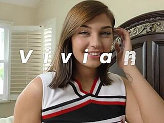 check out her snatch in ripped cheerleader uniform during sex