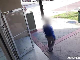 security guard punishes the sexy shoplifter allie addison with big cock in the office 😈