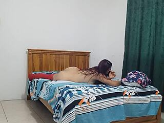 Stepmother in lingerie prepares to have a night of intense sex with me her vagina is big and delicious