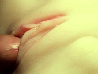 flushing lube deep in her pussy during anal play