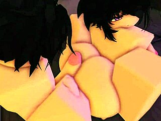 Teaching her tight ass to handle a big white cock in roblox