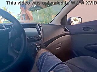 risky masturbation inside the car in public for the hot girl