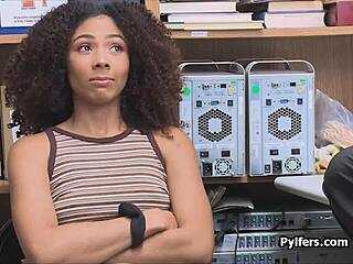 frizzy haired ebony teen 18+ secretly sucks the patrolman's big cock on a hidden cam