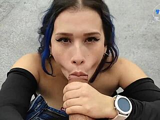 katty blake sucks and fucks until cum fills her mouth in public spot