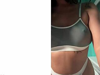 she turns around, leaving her thighs uncovered, ready for today's punishment from the mistress