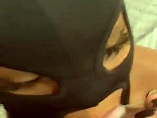 this masked ebony girl from guayaquil starts with a great blowjob, then gets her big ass fucked hard in anal sex, ending with a facial.