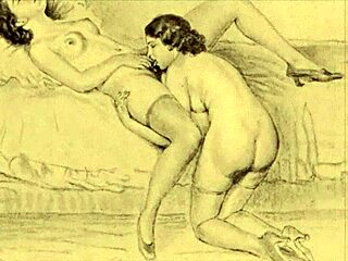 Detailed depictions of vintage erotic art