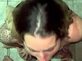 blonde girlfriend sucks cock deepthroat, cumming in her nose for all-day smell