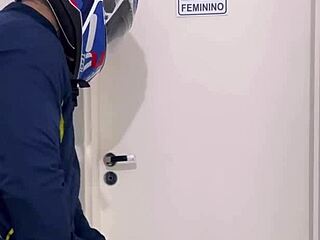 motoboy bursts into women's bathroom and fucks the peeing woman until she cums hard on his dick begging for more pussy