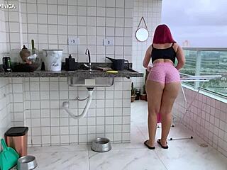 Hired maid wit tight shorts, lost control