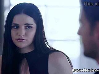 Dark haired teen athlete seduces coach with hardcore sex